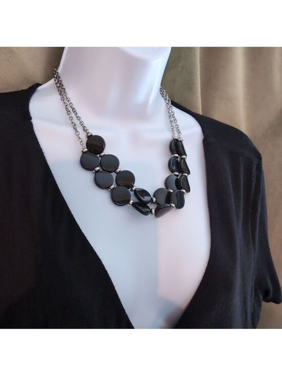 Charming Charlie Jewelry - Charming Charlie Black and Silver Statement Necklace